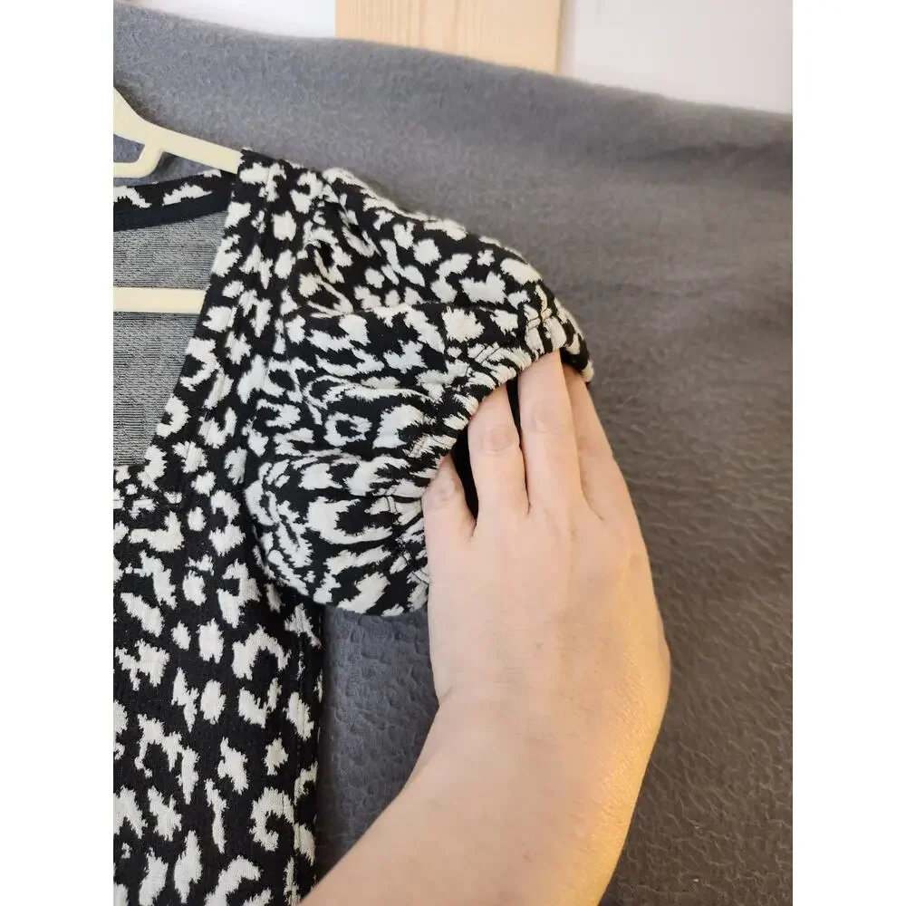 Free‎ People Womens Short Puff Sleeve Square Neck Cheetah Print Shirt Top Sz XS